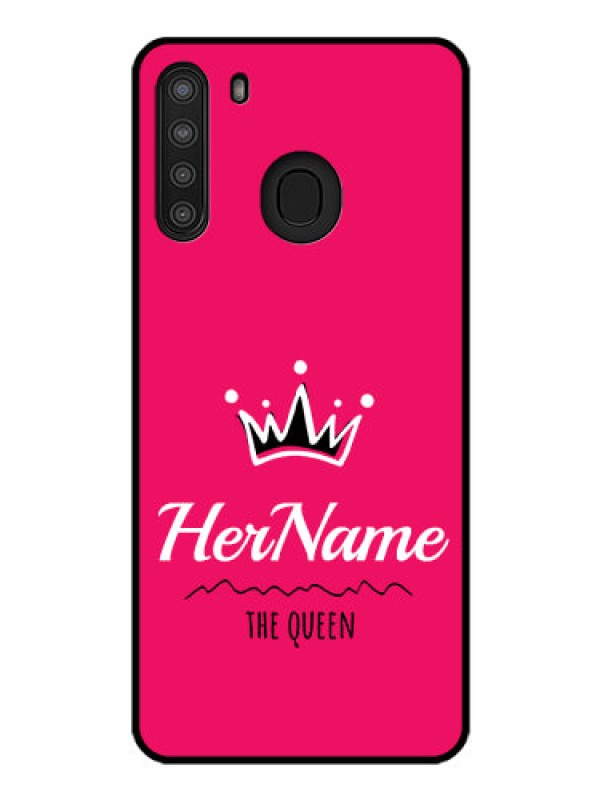 Custom Galaxy A21 Glass Phone Case Queen with Name
