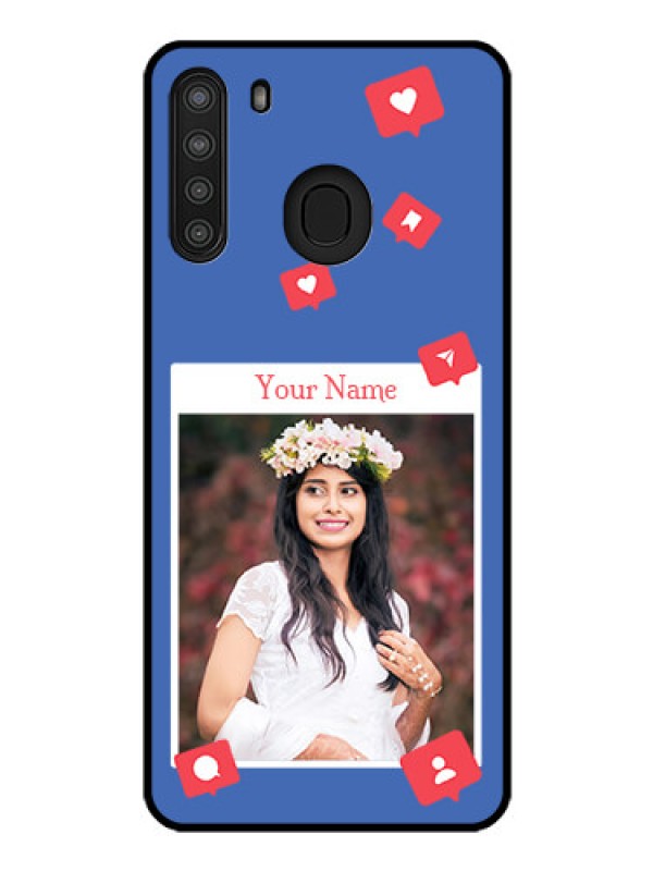 Custom Galaxy A21 Custom Glass Phone Case - Like Share And Comment Design