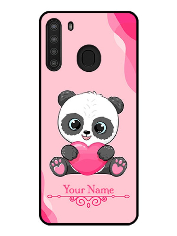 Custom Galaxy A21 Custom Glass Mobile Case - Cute Panda Design