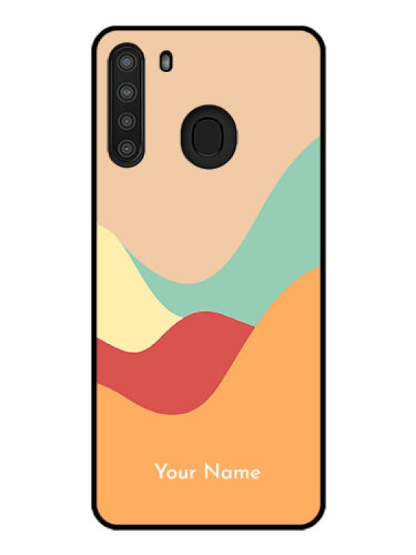 Custom Galaxy A21 Personalized Glass Phone Case - Ocean Waves Multi-colour Design