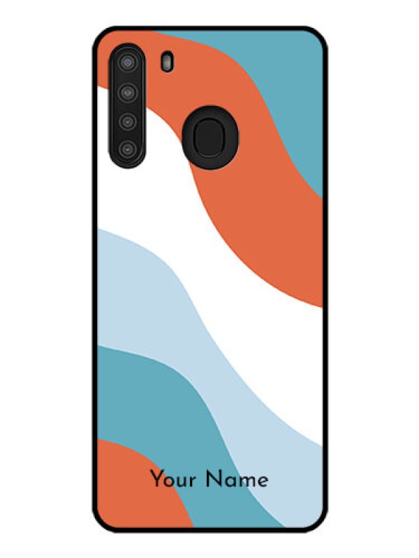 Custom Galaxy A21 Custom Glass Mobile Case - coloured Waves Design
