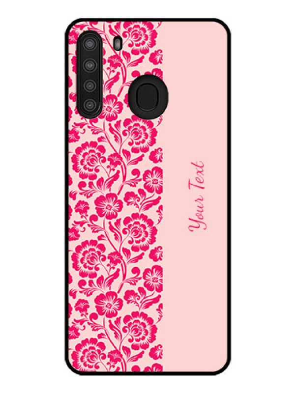Custom Galaxy A21 Custom Glass Phone Case - Attractive Floral Pattern Design