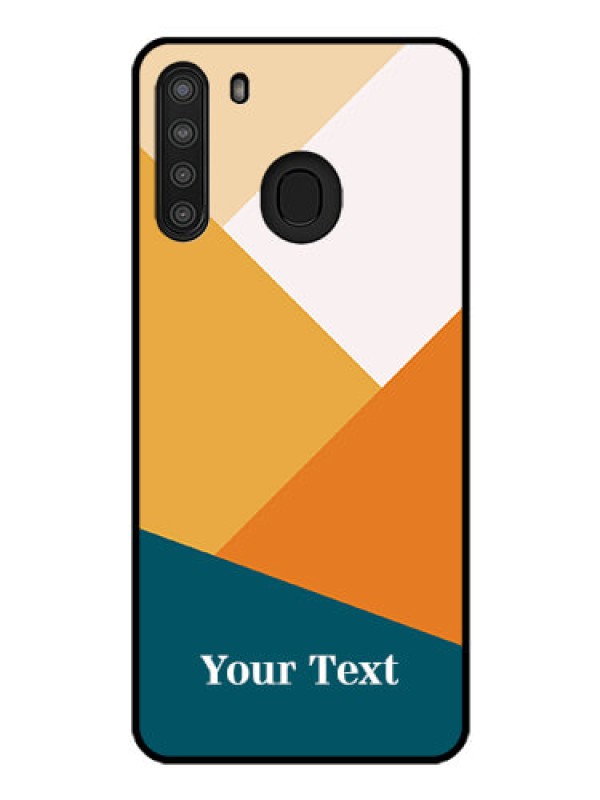 Custom Galaxy A21 Personalized Glass Phone Case - Stacked Multi-colour Design