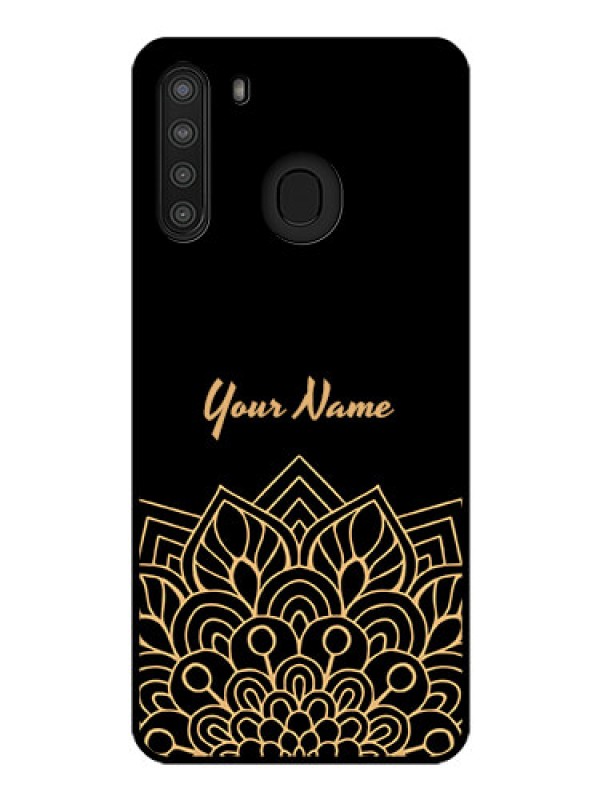 Custom Galaxy A21 Custom Glass Phone Case - Golden mandala Design