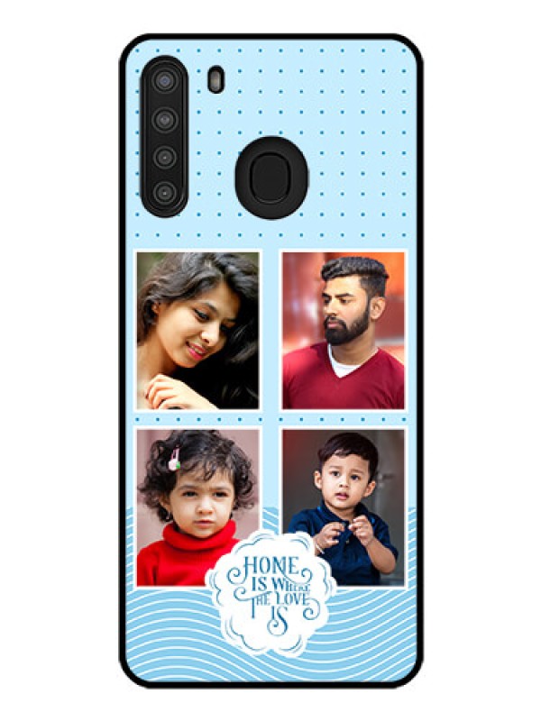 Custom Galaxy A21 Custom Glass Phone Case - Cute love quote with 4 pic upload Design