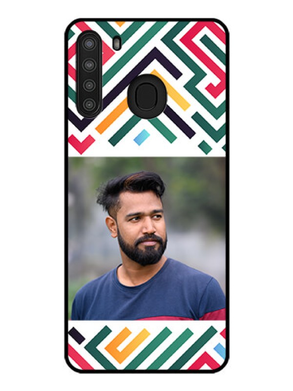 Custom Galaxy A21 Personalized Glass Phone Case - Colorful Maze Pattern Design