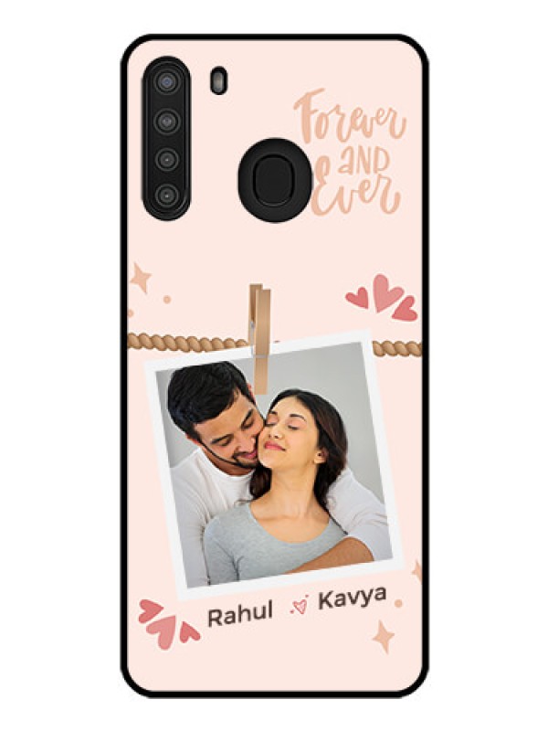 Custom Galaxy A21 Custom Glass Phone Case - Forever and ever love Design