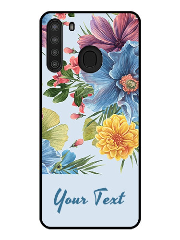 Custom Galaxy A21 Custom Glass Mobile Case - Stunning Watercolored Flowers Painting Design