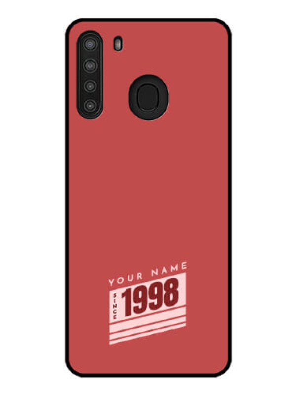 Custom Galaxy A21 Custom Glass Phone Case - Red custom year of birth Design