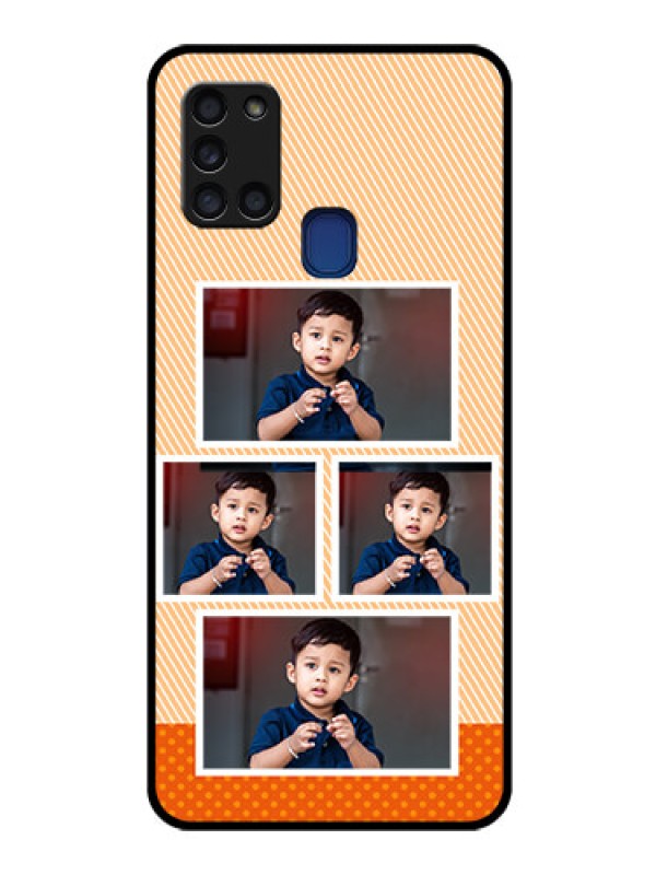 Custom Galaxy A21s Photo Printing on Glass Case  - Bulk Photos Upload Design