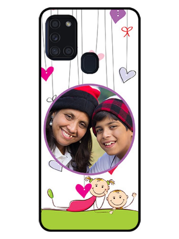 Custom Galaxy A21s Photo Printing on Glass Case  - Cute Kids Phone Case Design