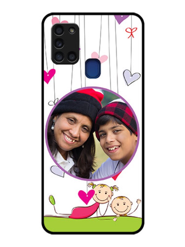 Custom Galaxy A21s Photo Printing on Glass Case  - Cute Kids Phone Case Design