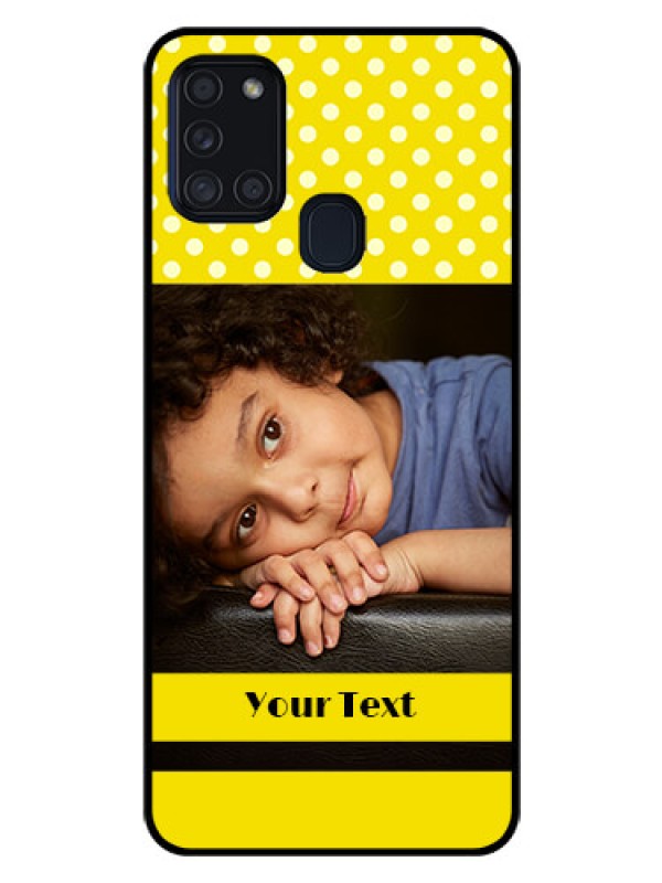 Custom Galaxy A21s Custom Glass Phone Case  - Bright Yellow Case Design