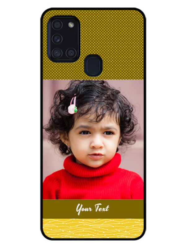 Custom Galaxy A21s Custom Glass Phone Case  - Simple Green Color Design