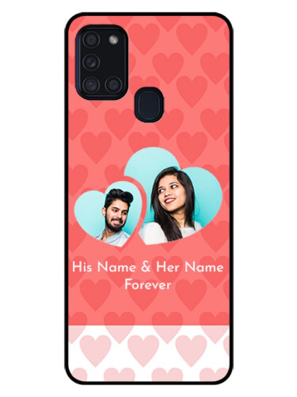 Custom Galaxy A21s Personalized Glass Phone Case  - Couple Pic Upload Design