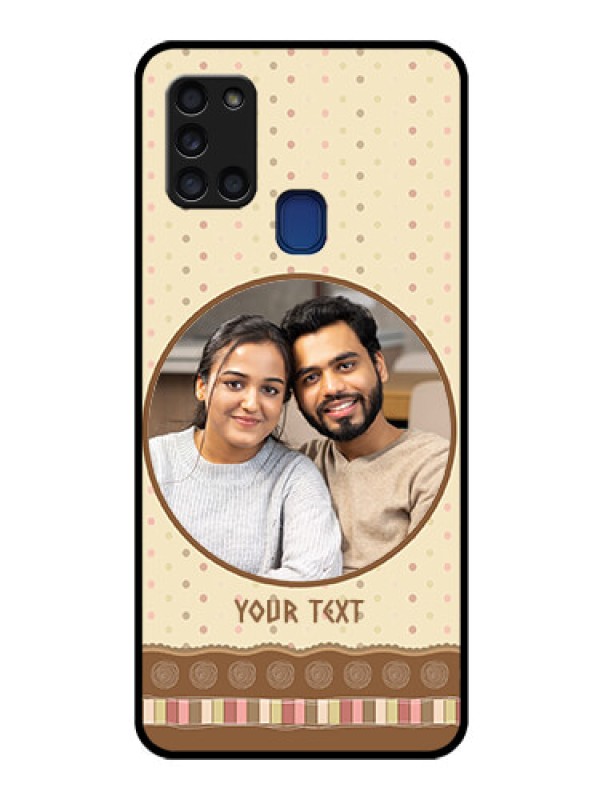 Custom Galaxy A21s Custom Glass Mobile Case  - Brown Dotted Mobile Case Design