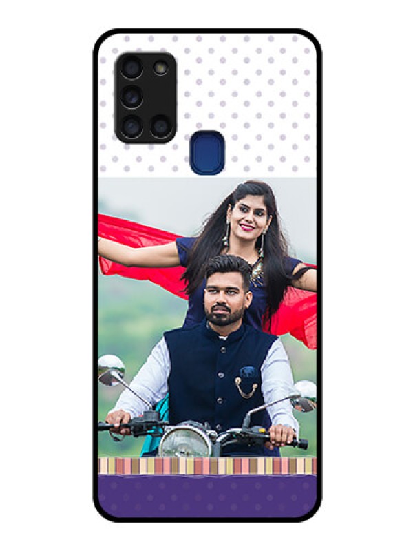 Custom Galaxy A21s Photo Printing on Glass Case  - Cute Family Design
