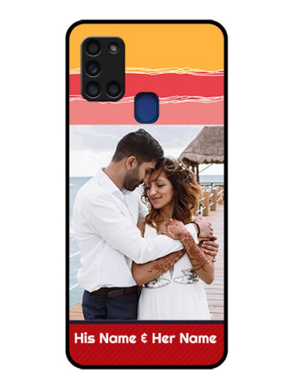 Custom Galaxy A21s Custom Glass Mobile Case  - Colorful Case Design