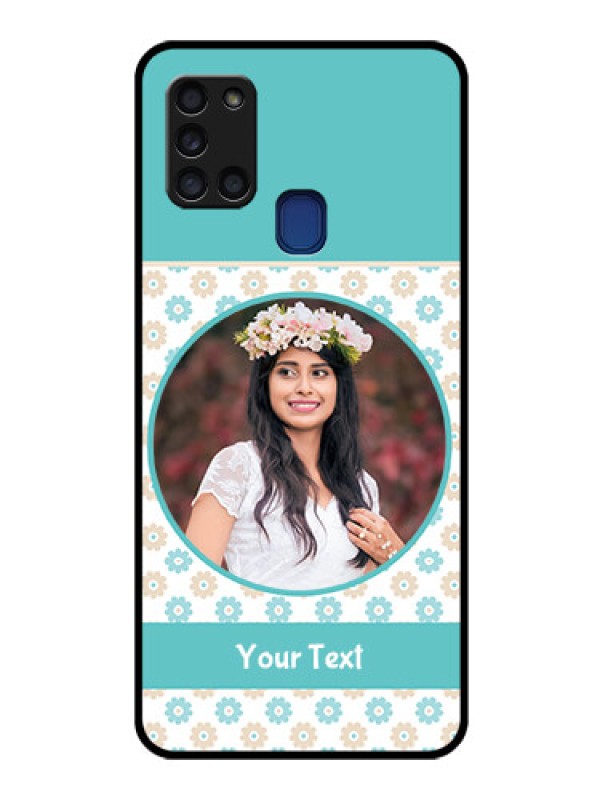 Custom Galaxy A21s Custom Glass Mobile Case  - Beautiful Flowers Design