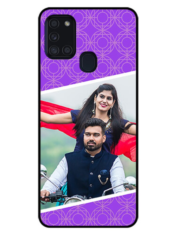 Custom Galaxy A21s Custom Glass Phone Case  - Violet Pattern Design