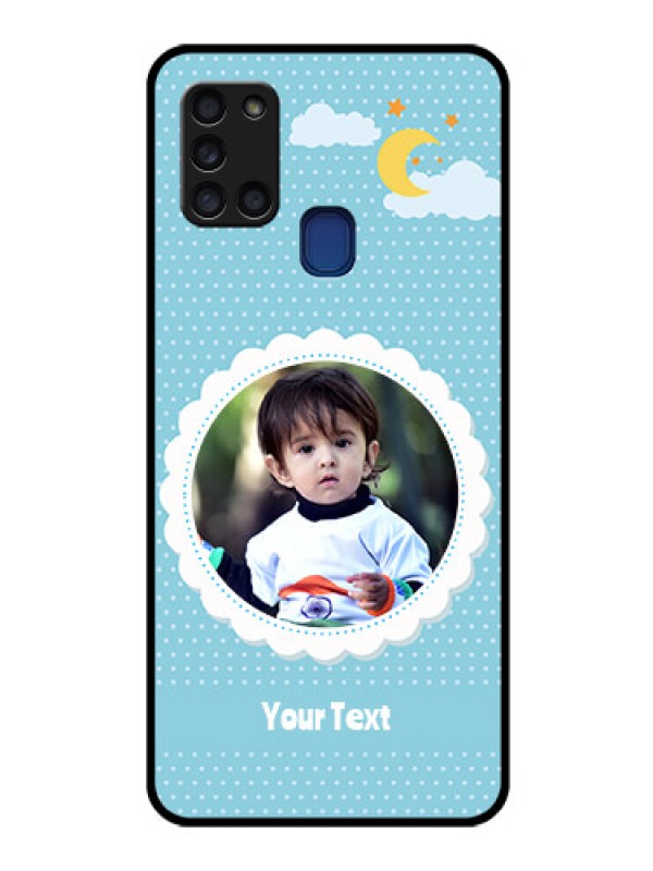 Custom Galaxy A21s Personalised Glass Phone Case  - Violet Pattern Design