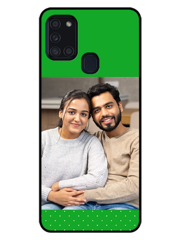 Custom Galaxy A21s Personalized Glass Phone Case  - Green Pattern Design