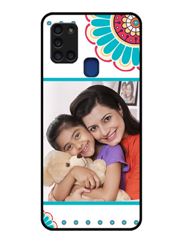 Custom Galaxy A21s Custom Glass Phone Case  - Flower Design
