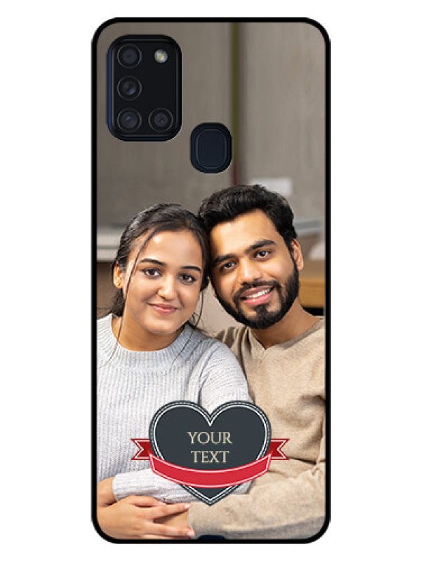 Custom Galaxy A21s Custom Glass Phone Case  - Just Married Couple Design
