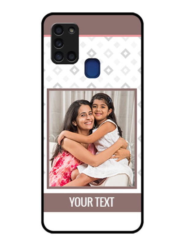 Custom Galaxy A21s Photo Printing on Glass Case  - Simple Diamond Design