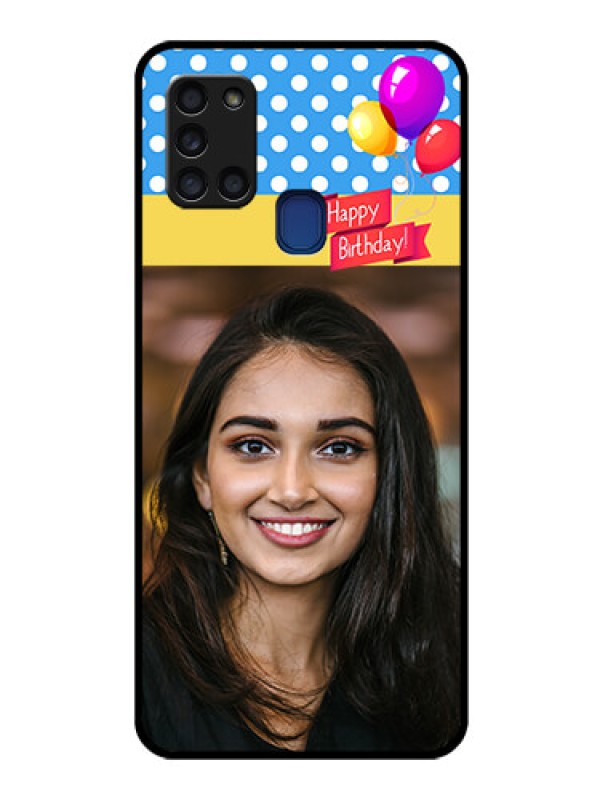 Custom Galaxy A21s Custom Glass Mobile Case  - Happy Birthday Design
