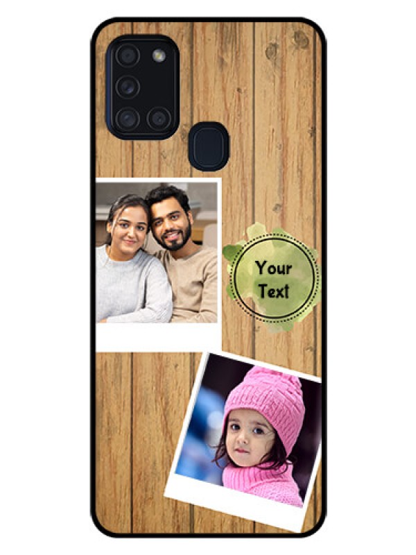 Custom Galaxy A21s Custom Glass Phone Case  - Wooden Texture Design