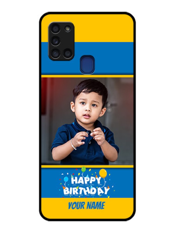Custom Galaxy A21s Custom Glass Mobile Case  - Birthday Wishes Design