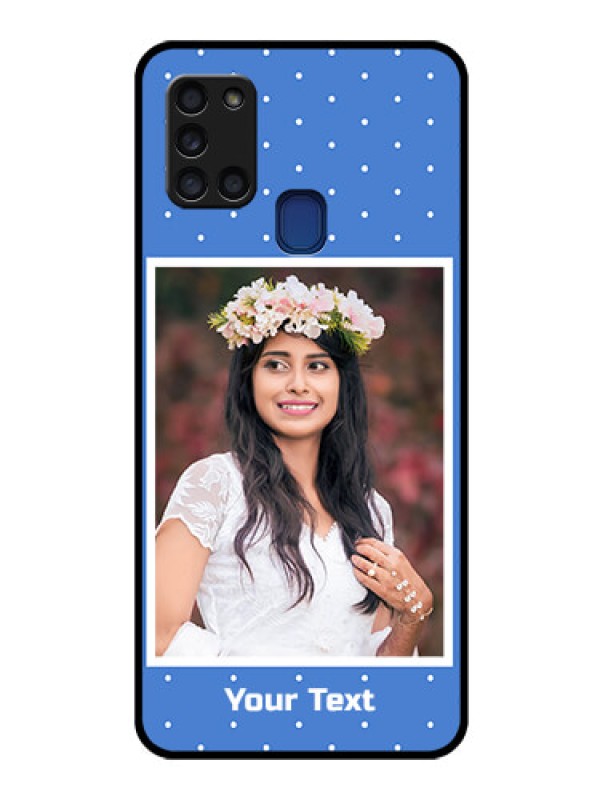 Custom Galaxy A21s Photo Printing on Glass Case  - Polka dots design