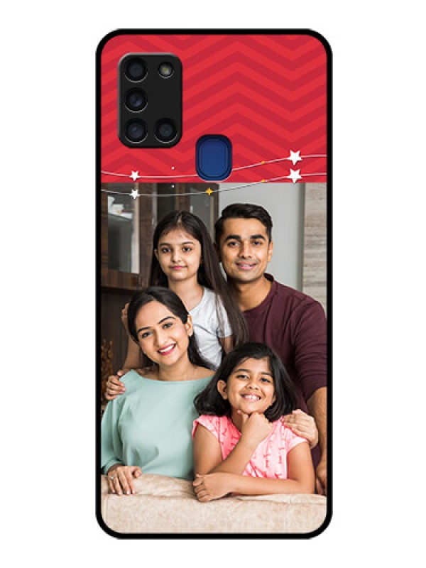 Custom Galaxy A21s Personalized Glass Phone Case  - Happy Family Design