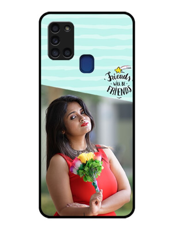 Custom Galaxy A21s Custom Glass Phone Case  - Friends Picture Icon Design