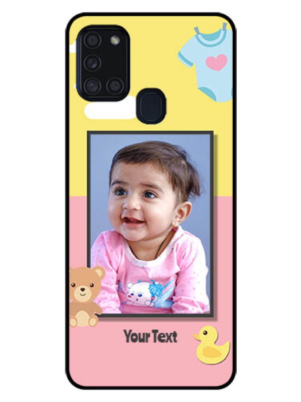 Custom Galaxy A21s Photo Printing on Glass Case  - Kids 2 Color Design