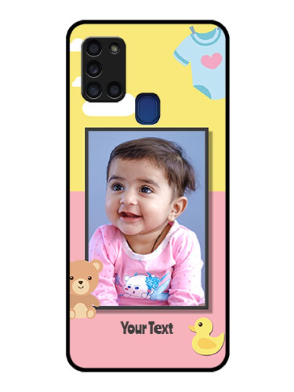Custom Galaxy A21s Photo Printing on Glass Case  - Kids 2 Color Design