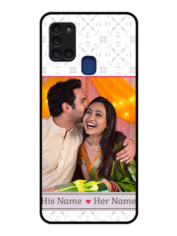Custom Galaxy A21s Custom Glass Mobile Case  - with Photo and Ethnic Design