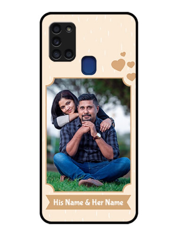 Custom Galaxy A21s Custom Glass Phone Case  - with confetti love design 