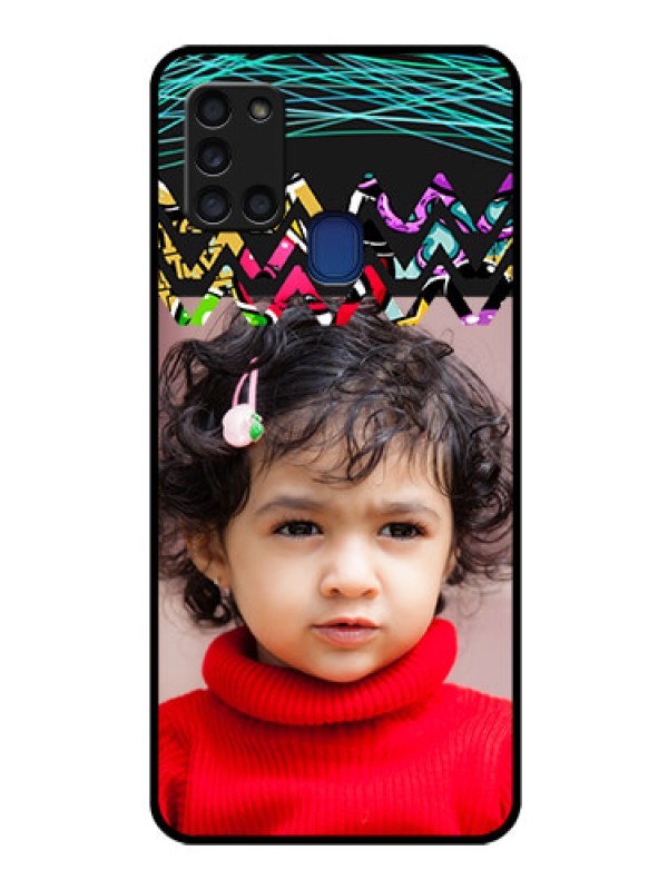 Custom Galaxy A21s Personalized Glass Phone Case  - Neon Abstract Design