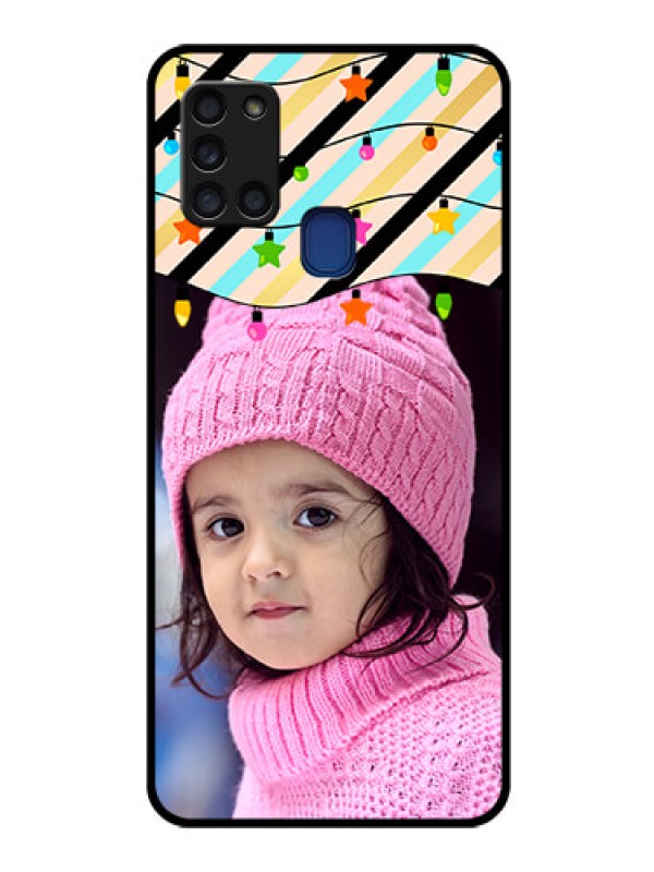 Custom Galaxy A21s Custom Glass Mobile Case  - Lights Hanging Design