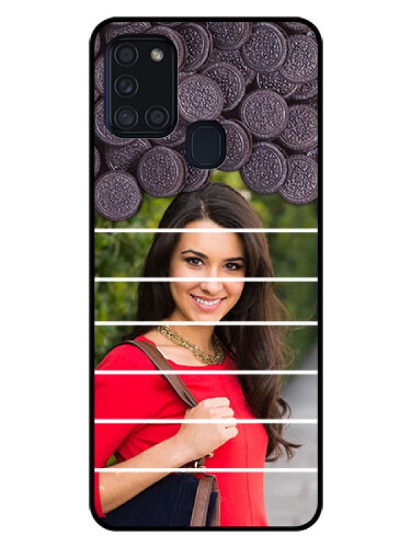 Custom Galaxy A21s Custom Glass Phone Case  - with Oreo Biscuit Design