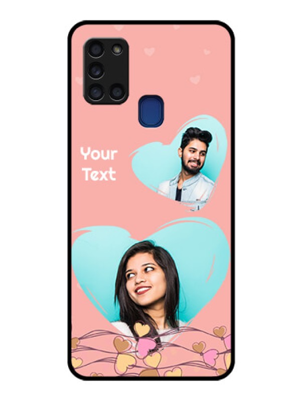Custom Galaxy A21s Custom Glass Mobile Case  - Love Doodle Design