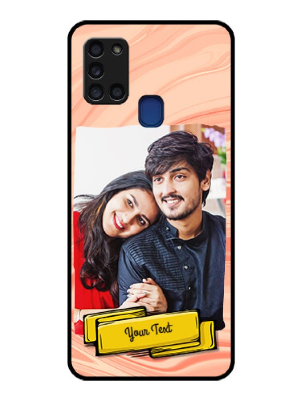 Custom Galaxy A21s Personalized Glass Phone Case  - Marble Texture Design