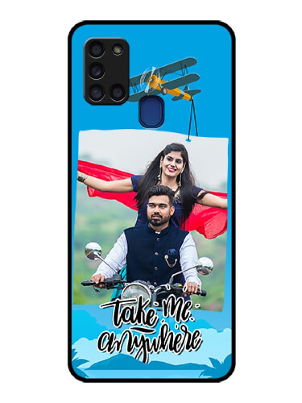 Custom Galaxy A21s Custom Glass Mobile Case  - Traveller Design 