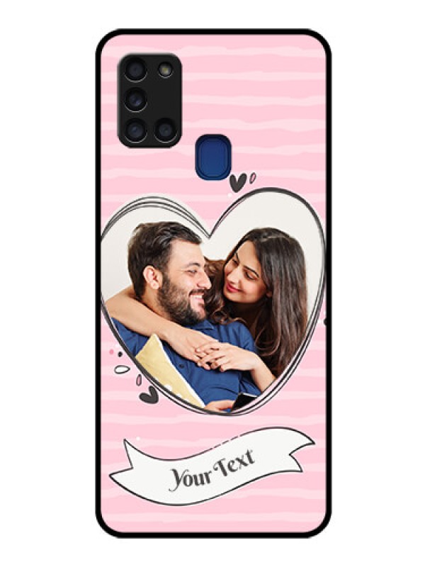 Custom Galaxy A21s Custom Glass Phone Case  - Vintage Heart Design