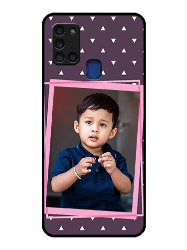 Custom Galaxy A21s Custom Glass Mobile Case  - Triangle Pattern Dotted Design