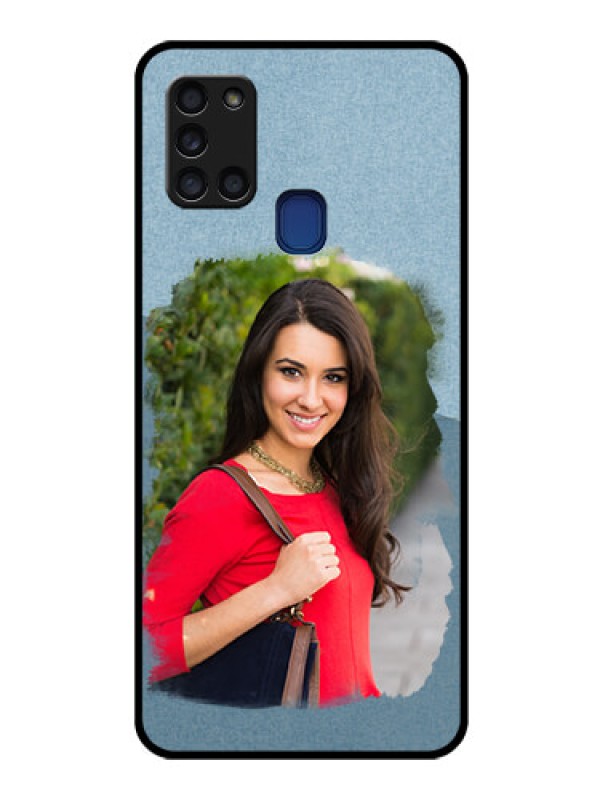 Custom Galaxy A21s Custom Glass Mobile Case  - Grunge Line Art Design