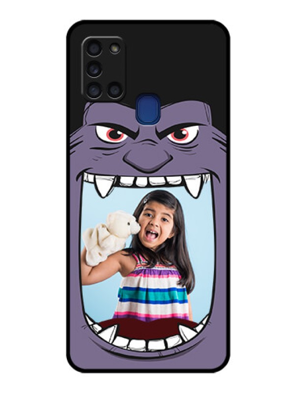 Custom Galaxy A21s Custom Glass Phone Case  - Angry Monster Design