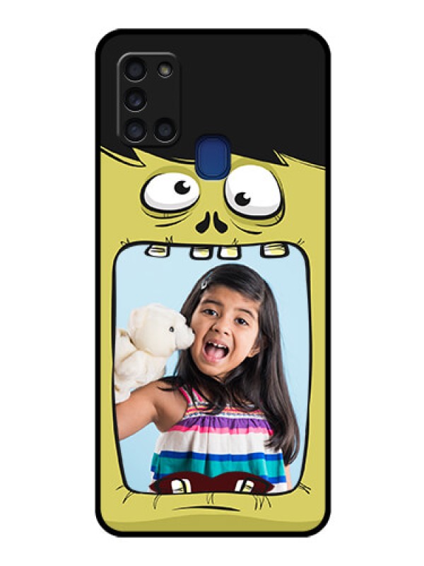 Custom Galaxy A21s Personalized Glass Phone Case  - Cartoon monster back case Design